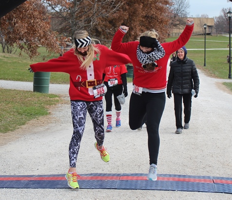 It’s not always about how you start. Sometimes it’s about how you finish. Runners at the Santa Express 5K and Reindeer Route at the National Agricultural Center and Hall of Fame, Bonner Springs, finished their 5K and 1-mile routes Saturday with style. (Photo by Steve Rupert)