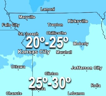 Thursday afternoon temperatures (National Weather Service graphic)