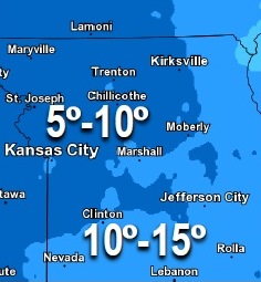 Thursday night temperatures (National Weather Service graphic)