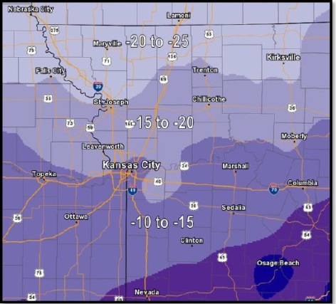 On Sunday morning, dangerously cold temperatures are possible. (National Weather Service graphic)